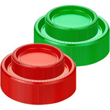 120 Platos Plástico Desechables Navidad Platos Verdes Y Rojo