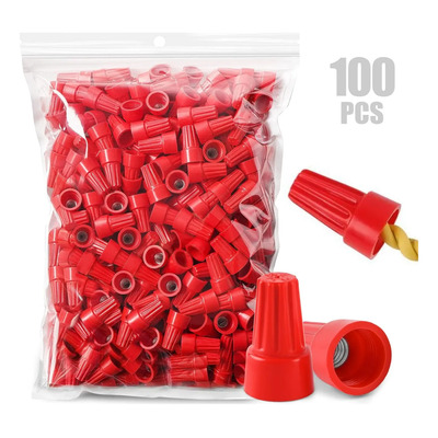 100 Capuchón Eléctrico De Resorte 8-22awg Rojo P6