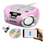 Rádio Cd Fm Usb Bluetooth Presente Rosa Menina Mulher Esposa