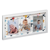 Portarretratos Con Broches Infantil Deco 3f 10x15/13x18cm Color Blanco