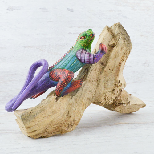 Alebrije Madera Iguana Copal Oaxaca Artesania Artesanal U002