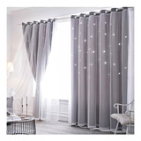 Cortinas Tela Visillos Con Estrella Destello 150x240 2 Paños