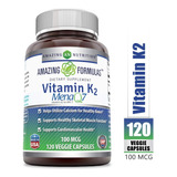 Vitamina Vitamin K2 Mk7 Más Potente 100mcg 120 Caps Eg T4 Sabor Sin Sabor