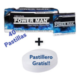 Power Man 40 Tabletas De Pastilla Azul + Pastillero Gratis 