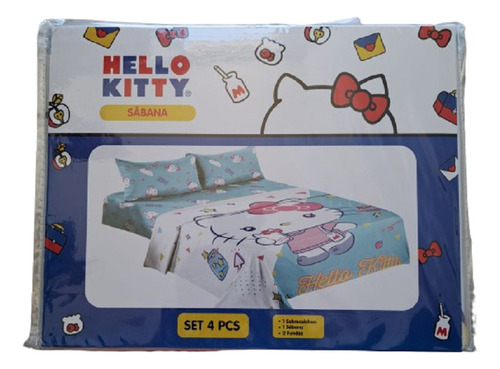 Juego De Sabanas Infantil- 1.5 Plaza Hello Kitty 