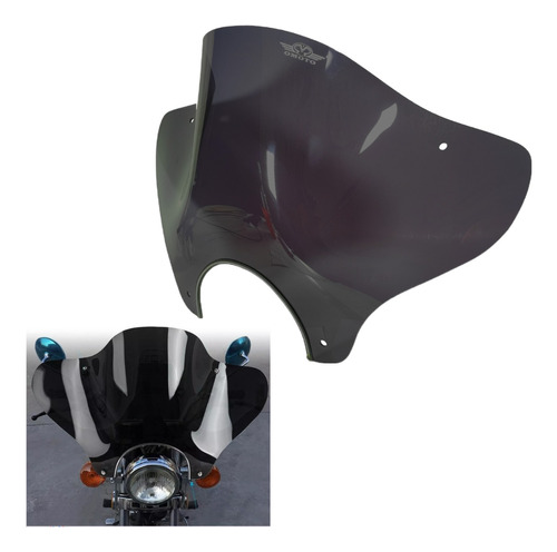 Parabrisas Universal Para Moto Chopper Negro Y Transparente