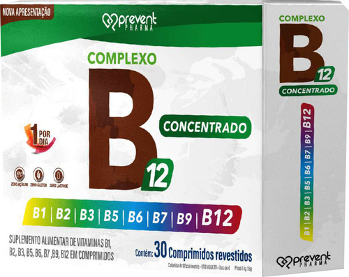 Complexo B Concentrado 1gr 30cpr 1 Cx Prevent Pharma Sabor Sem Sabor