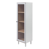 Librería Ditália Con Estante De Vidrio De 1 Puerta E-963, Color Gris