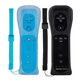 Controladores De Wii Ecrab 2 Pzs Motion Plus Azul Y Negro