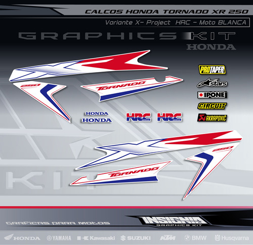 Calcos Honda Tornado Blanco- X- Project Hrc- Insignia Calcos