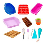 Set Reposteria Kit Pasteleria Moldes Silicona Apto Horno