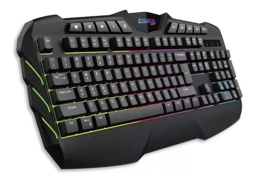 Teclado Gamer Soul Xk700 Qwerty Español Negro Con Luz Rgb