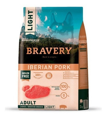 Bravery Iberian Pork Adulto Light Large/medium 12kg / Gratis