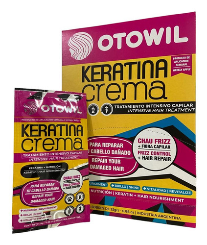  Otowil Keratina Crema Brillo Nutrición Sobre 25g X24uni 