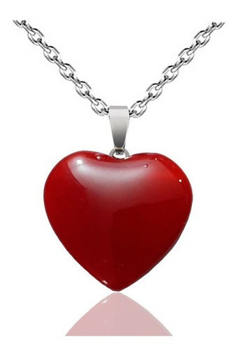 Collar Corazón Cuarzo Ágata Roja + Estuche Tureloj