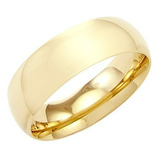 Anillo Pesado De Boda Con Cúpula Lisa De Oro Amarillo Macizo