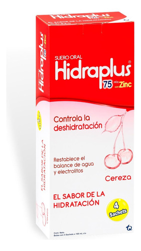 Hidraplus 75 Zinc Solucion Oral Cereza X 4 Sobres