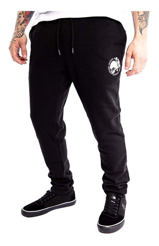 Pantalon De Buzo Jogger Hombre Jackass Skull Roses Negro