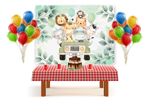 Fondo De Tela Animalitos Selva Decorar Candy Bar Cumpleaños