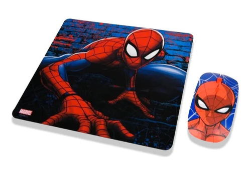 Mouse Óptico Inalámbrico Y  Mousepad Marvel Spiderman