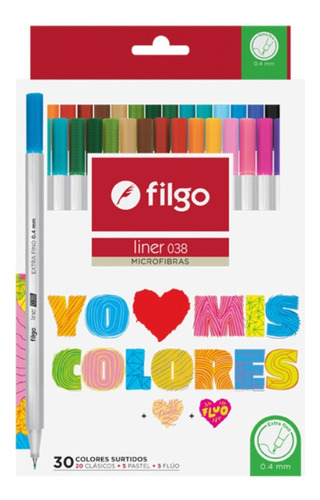 Set 30 Microfibras Filgo Colores Pastel Fluo Fina Lapicer