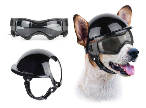 Casco De Moto Con Gafas Para Perros Pequeños Y Medianos Dsv