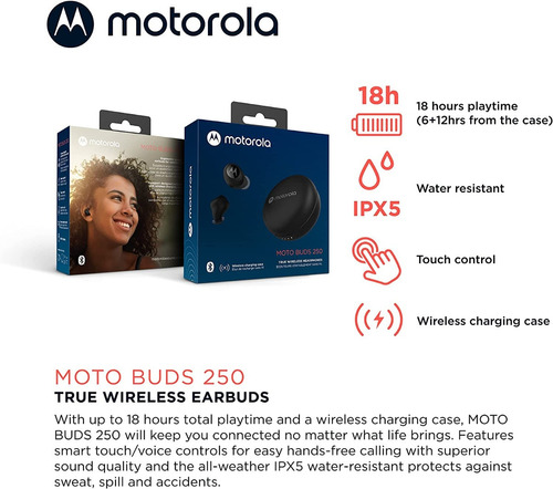 Audífonos Bluetooth Motorola Moto Buds 250 2023 Negro