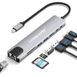 Lemorele - Hub Usb C Ethernet, Adaptador Multipuerto 8 En 1