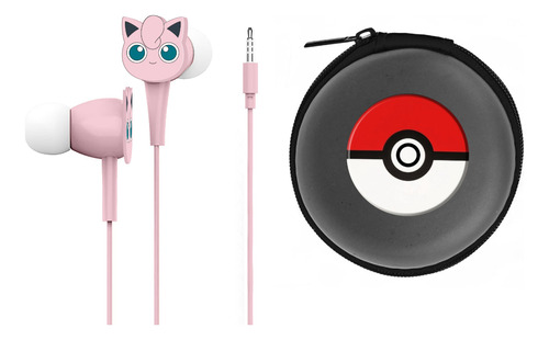 Audífonos In-ear  Alámbricos Pokémon - Jigglypuff Con Estuche Wired Otl Universal Rosa