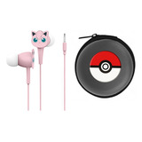 Audífonos In-ear  Alámbricos Pokémon - Jigglypuff Con Estuche Wired Otl Universal Rosa