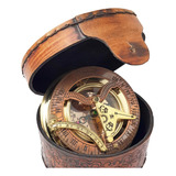 Brass Nautical - Brújula De Reloj De Sol De Latón Antiguo 