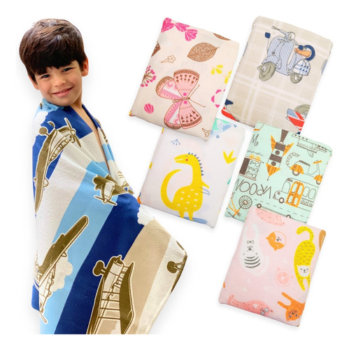 Kit 6 Toalhas Banho Infantil Estampada Menina Camesa Atacado