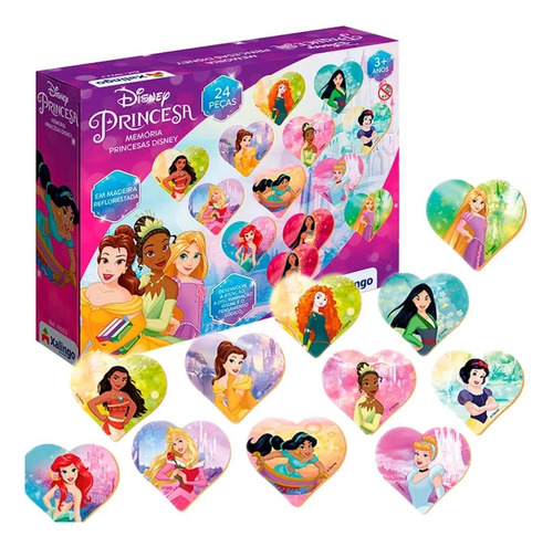 Jogo Da Memória Princesas Disney 24 Peças Infantil Xalingo