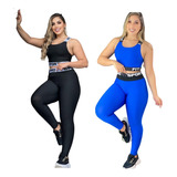 Conjunto Fitness Calça Legging E Top Leg Roupa De Academia