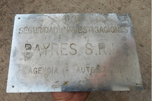Antiguo Cartel Placa Seguridad E Investigaciones Bayres Srl