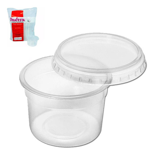 Pote Descartável Redondo 145ml Microondas Freezer Tampa 72un