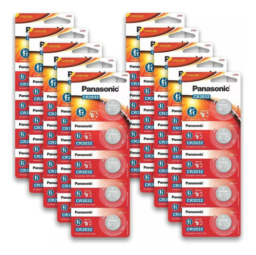 50 Baterias Cr2032 3v Panasonic 10 Cartelas