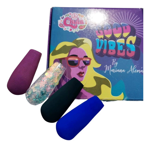 Coleccion De Acrilicos Good Vibes 4 Pzas. Chula Nails