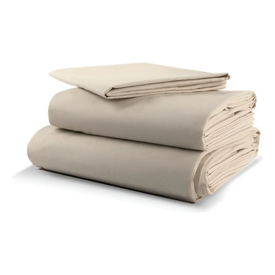 Juego De Sábanas Rebeca Algodón 300 Premium - Matrimonial Color Beige Diseño De La Tela Liso | Meses sin interés