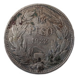 Moneda Chile 1 Peso 1922 F Plata 0.5(x1700