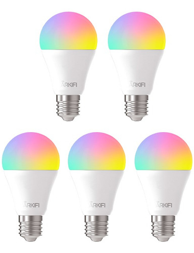 5 Ampolletas Inteligentes Rgb Multicolor + Blancos E27 9w