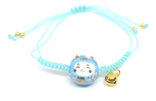 Pulsera Gato De La Suerte  Maneki Neko En Porcelana. 