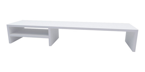 Base Monitor 80x20x15 Mdf Branco Prateleira Lateral 30cm