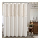 Cortina De Ducha Beige Con Macrame, Cortinas De Ducha Bohemi