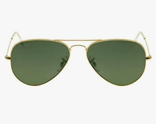 Óculos De Sol Aviador Clássico Dourado Verde G15 Unissex Nf