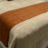 Peseira Suede Drapeada Casal Queen 2,30x45 Terracota