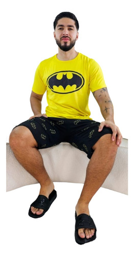 Pijama De Batman Caballero Short Y Camisa Comoda Stretch Dc