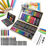 Colores Lápices Kit Dibujo 180 Pcs, Set De Arte Profesional