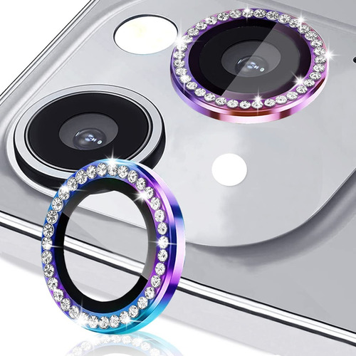  Mica Lente Cámara Glitter Diamantes Para iPhone Individual