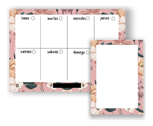 Planificador Semanal A4 Papel + Block De Notas Flower